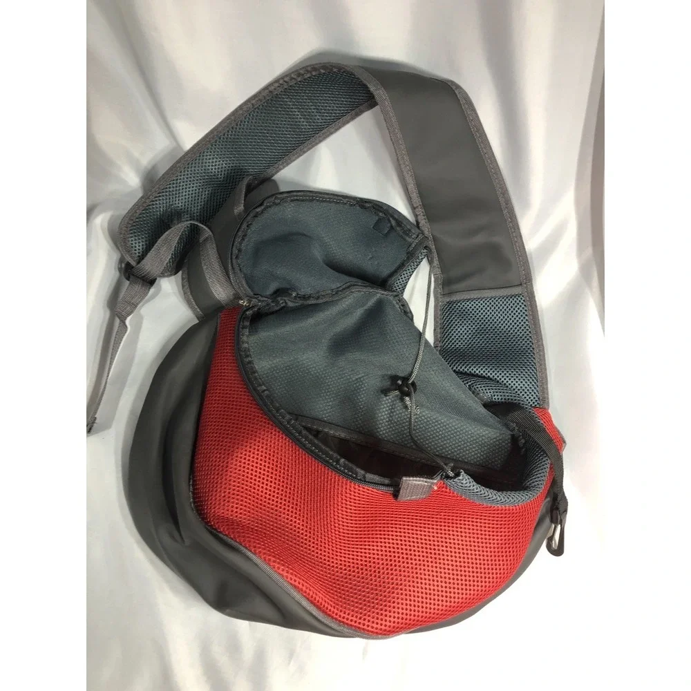 Pet Dog Cat Sling Carrier Breathable Mesh Travel Sling Bag Large Red -Preowned